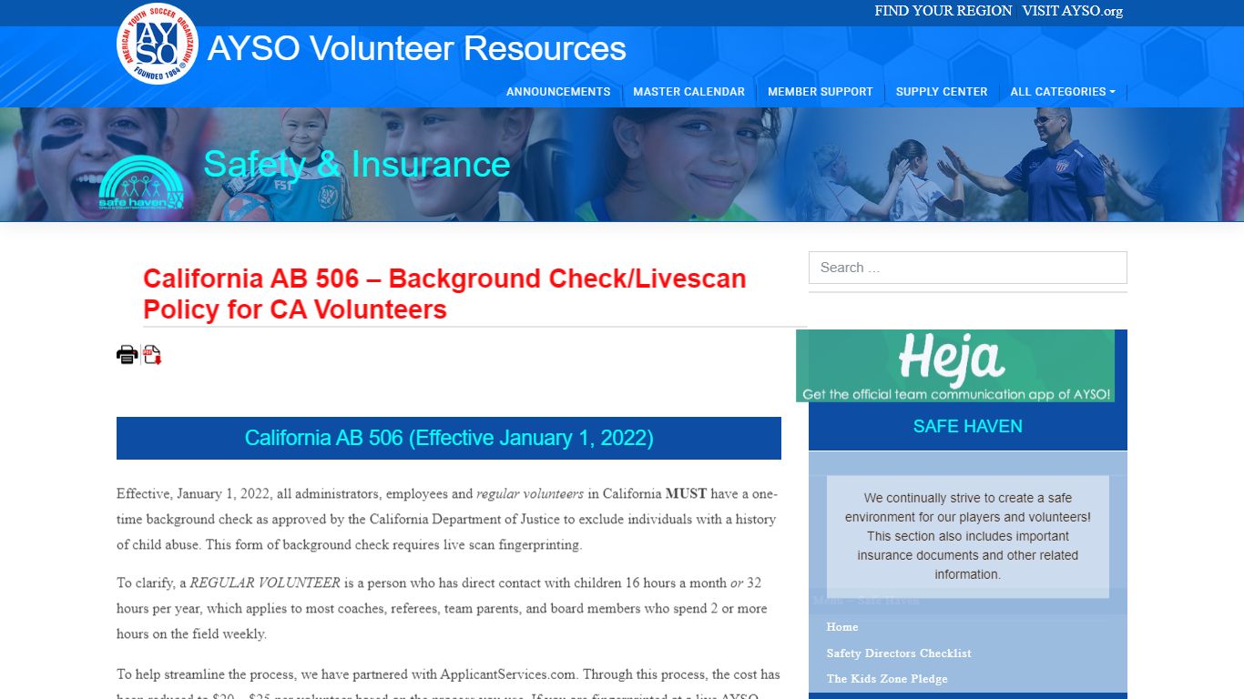 California AB 506 – Background Check/Livescan Policy for CA Volunteers